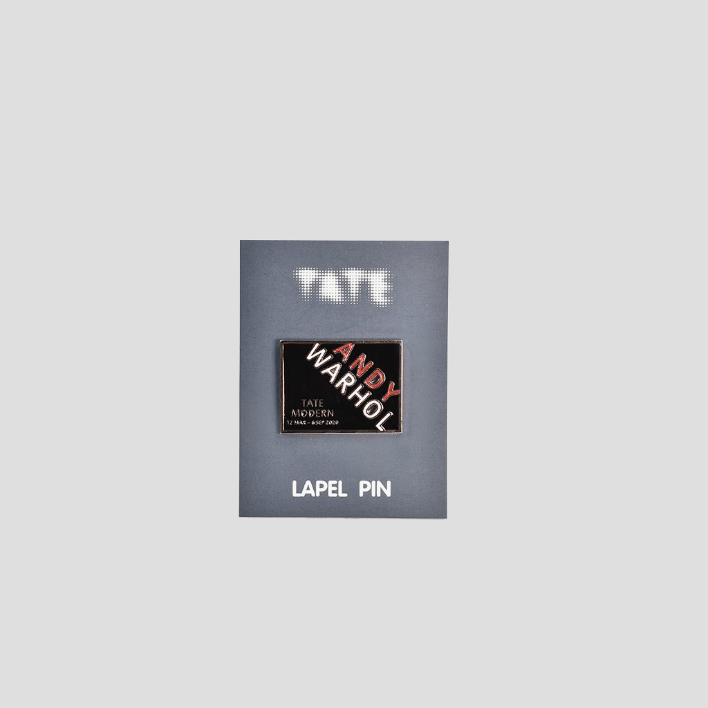 Andy Warhol x Tate Gallery pin badge on backing card