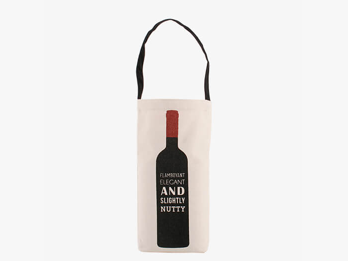 custom made bottle bag in natural with black handle