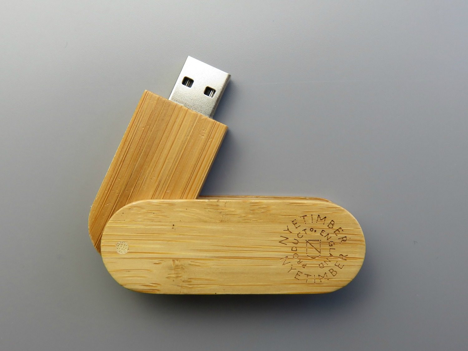 wooden NyeTimber USB with engraved logo