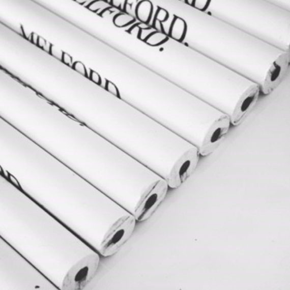 Custom made white pencils with black print