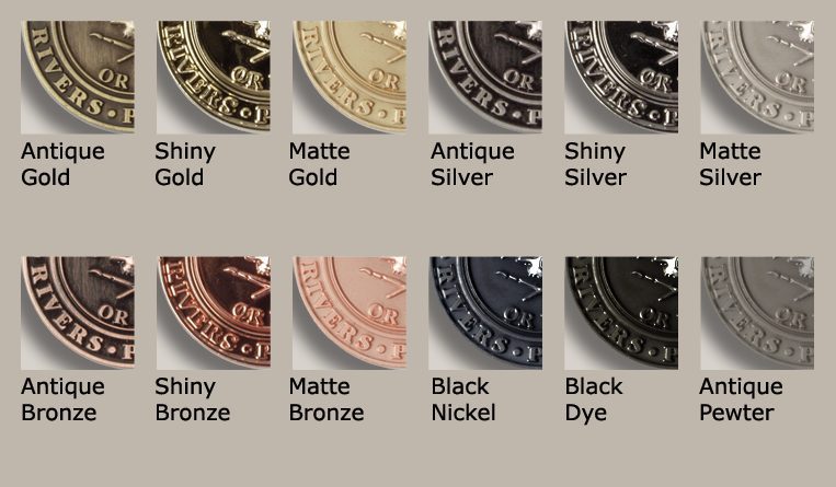 branded metal coins in different colours