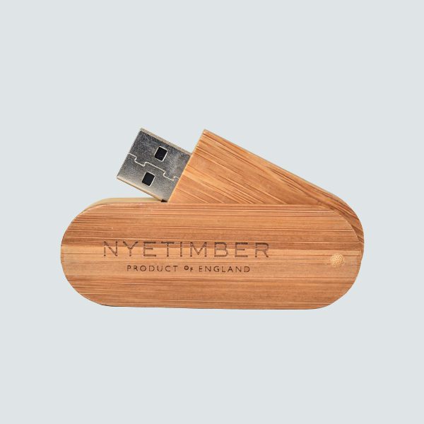 Nyetimber branded wooden USB key