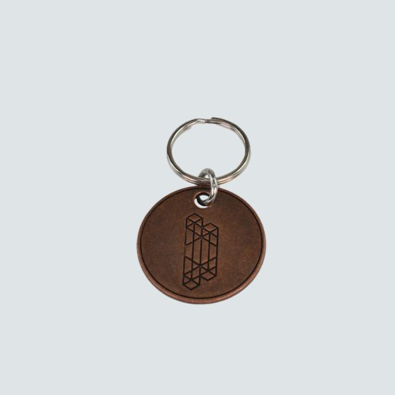 Brass metal round keyring with silver attachment