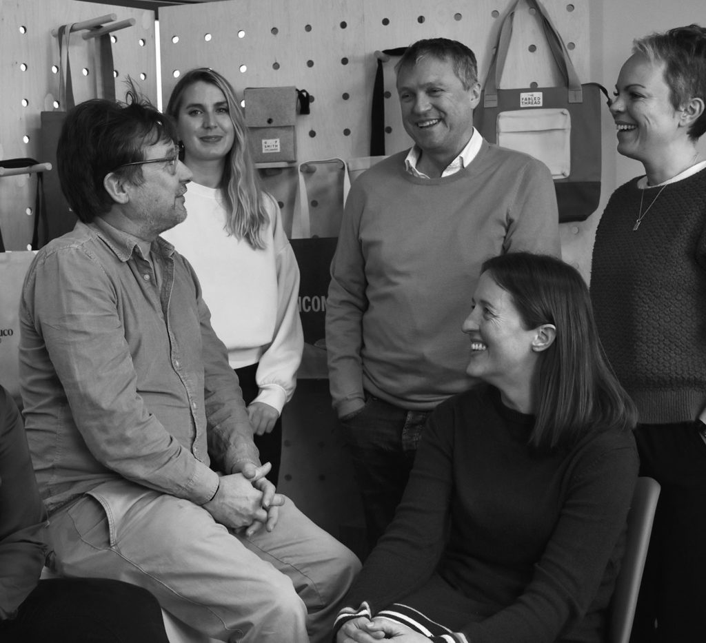 black and white image of 5 people in Wurlin studio experienced in sourcing products from China