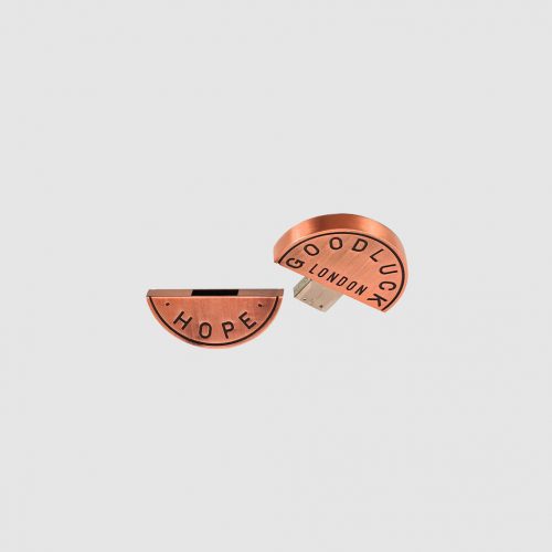 Bespoke branded merchandise copper plated metal embossed USB